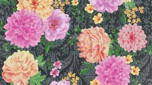 Duchess Garden Charcoal-Fuchsia-Saffron